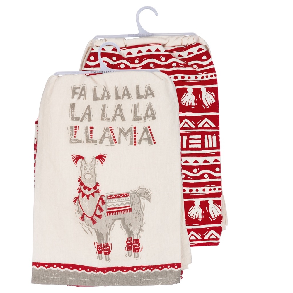 Llama Dish Towel Set - Fa La La La Llama Christmas